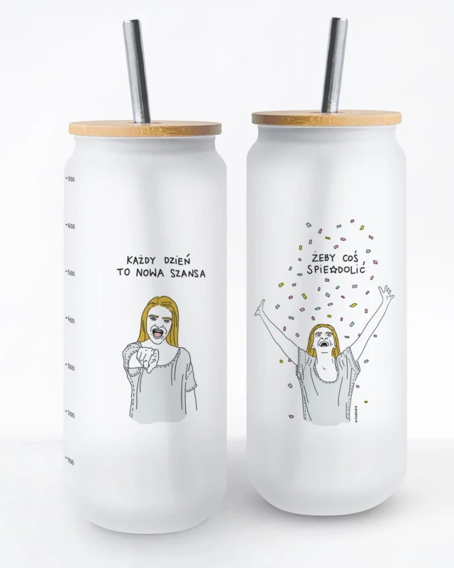 szklany kubek ze słomką 700ml każdy dzień