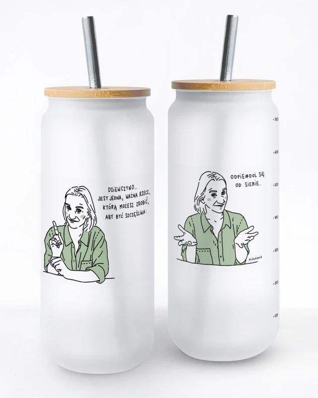 szklany kubek ze słomką 700ml dziewczyno